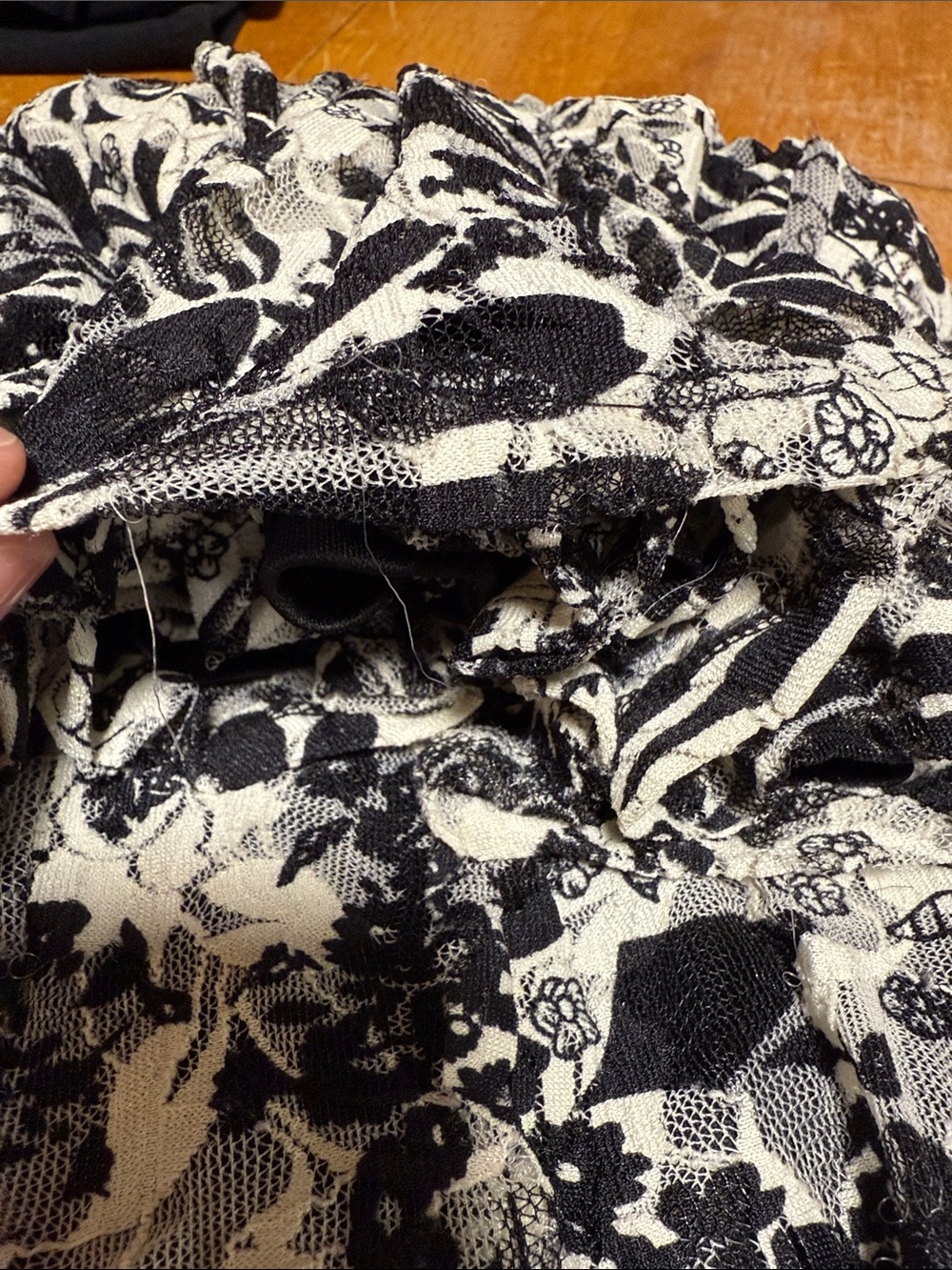 Floral Mesh Overlay A-Line Sleeveless Dress Black White XL Stretch Timeless - Picture 13 of 13